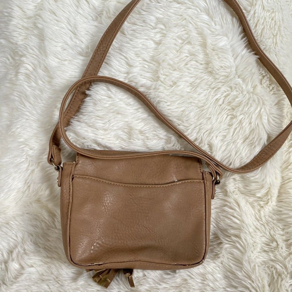 Big Buddha Crossbody Purse Mini Saddle Bag Faux Leather Tassel Beige Cute Boho - Picture 6 of 12